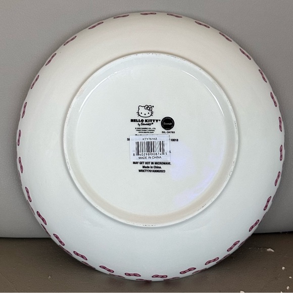 Hello Kitty Ceramic Bowl Serving Plate - Pink Stripes - Picture 4 of 5